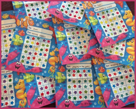 Sticker Charts! This kid has earned a bunch of rewards.