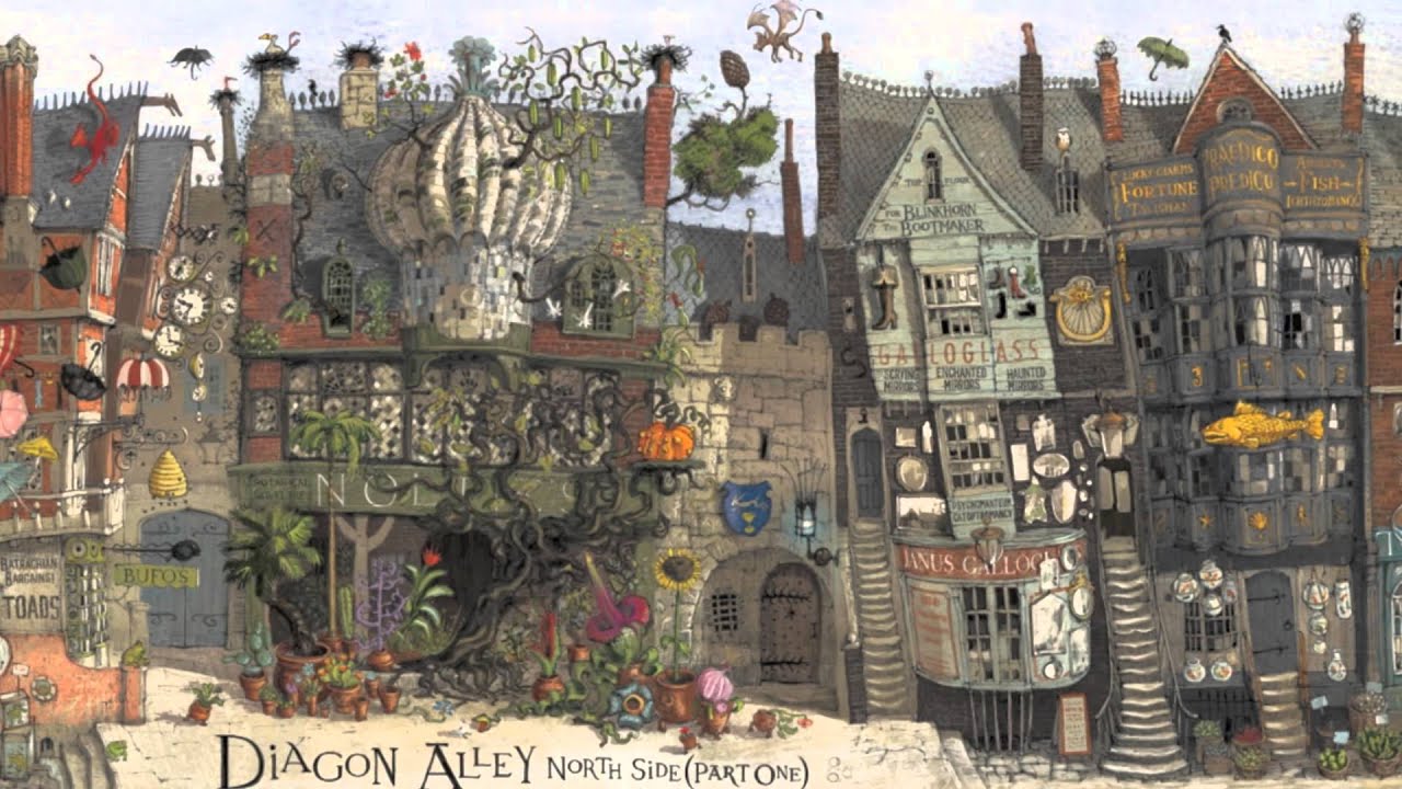 Jim Kay Diagon Alley illustration